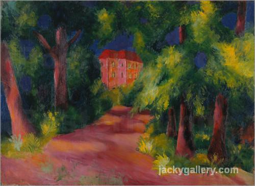 the red house at the park, August Macke painting